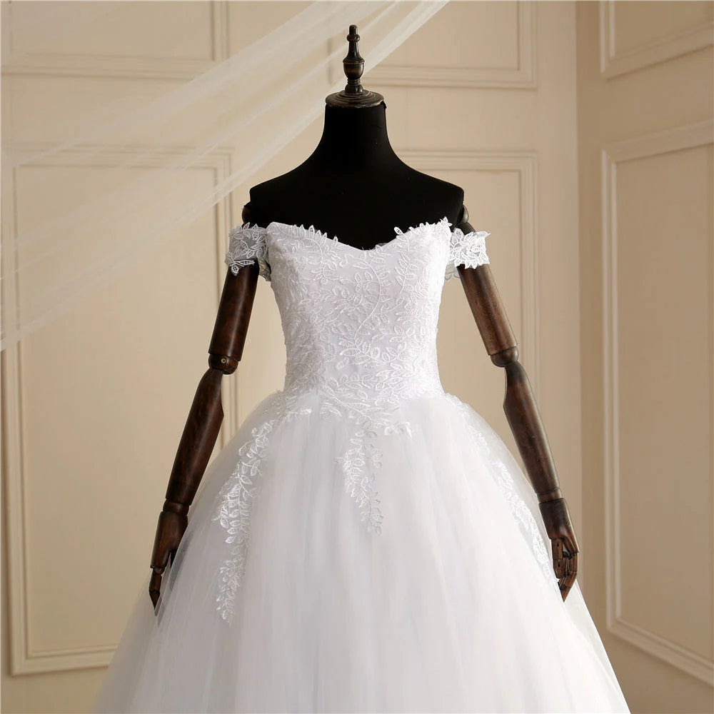 Charming Off The Shoulder Ivory Wedding Dresses Elegant Wedding Gowns