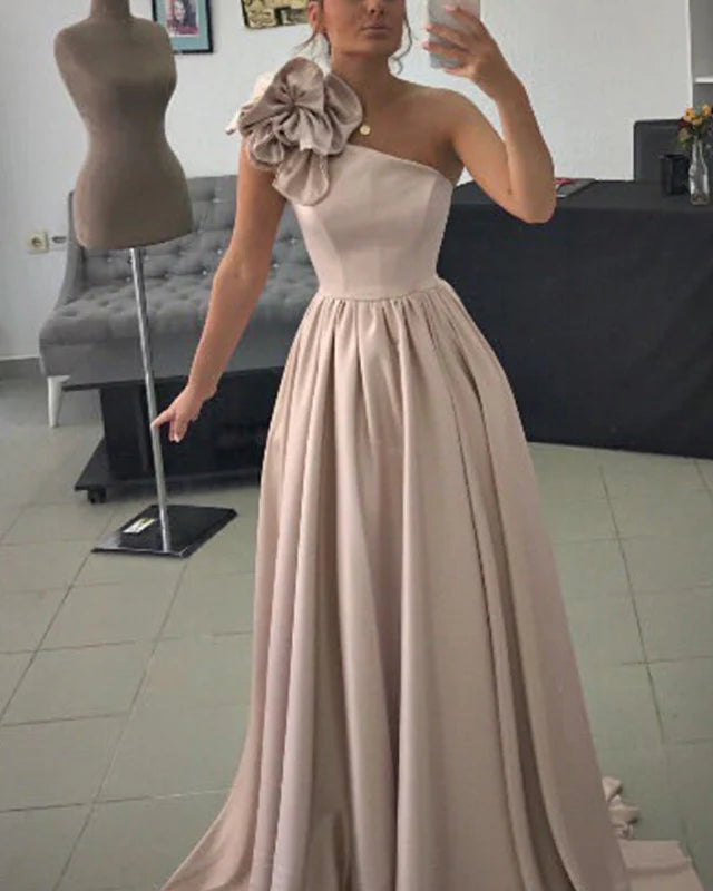 One Shoulder Floor Evening Dresses