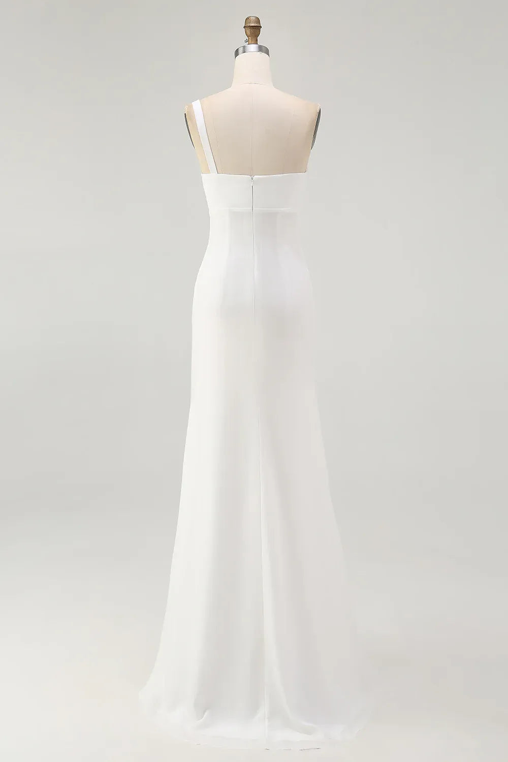 One-Shoulder Ruched Chiffon Mermaid Wedding Dress with Slit - Modern Bridal Gown