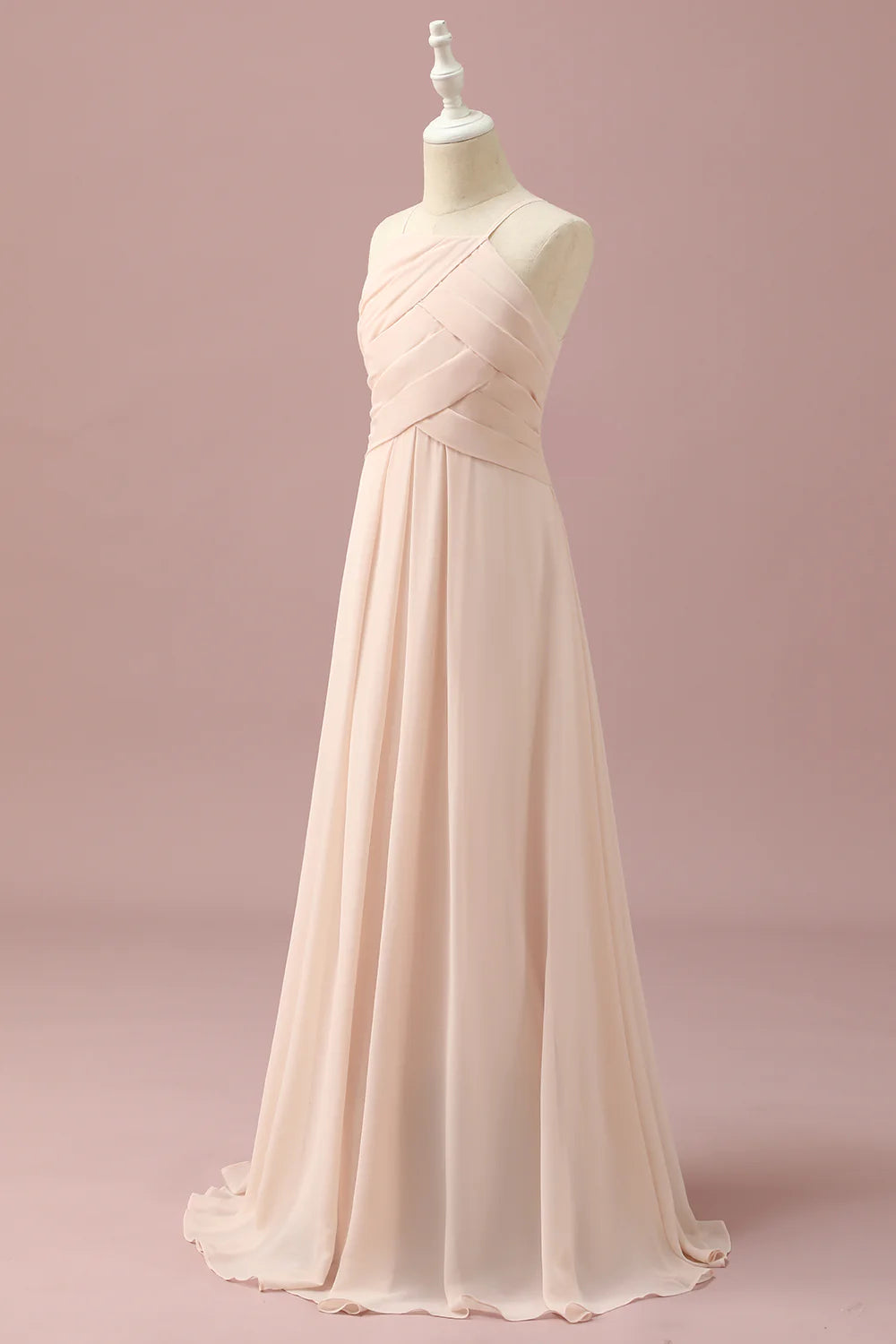 Ivory Halter A-Line Chiffon Junior Bridesmaid Dress