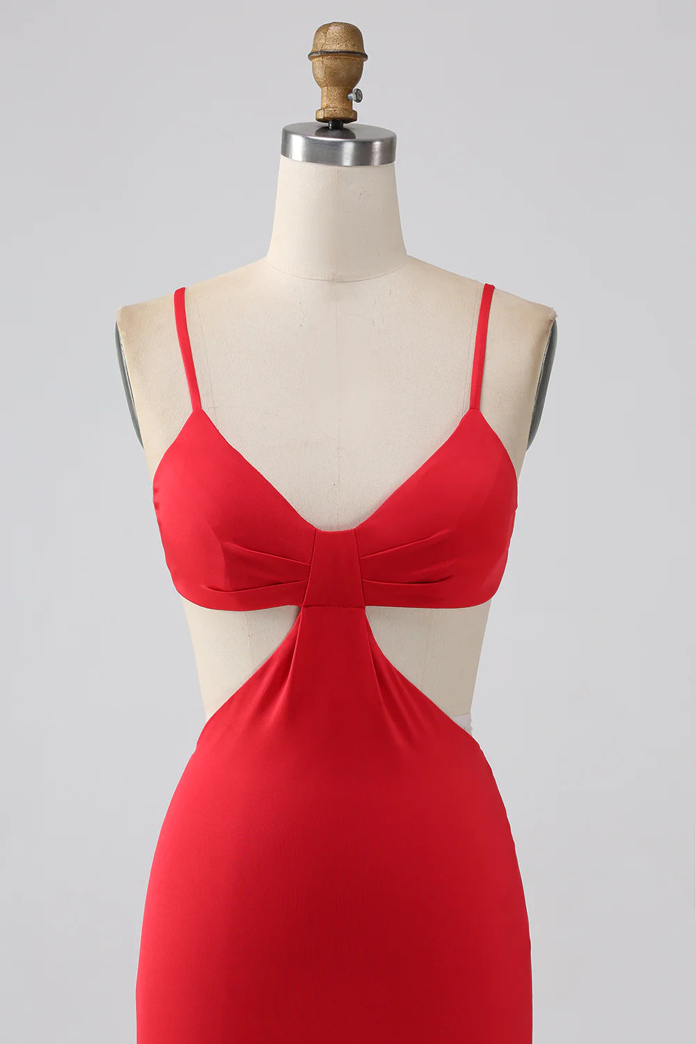 Spaghetti Straps Mermaid Backless Red Prom Dress