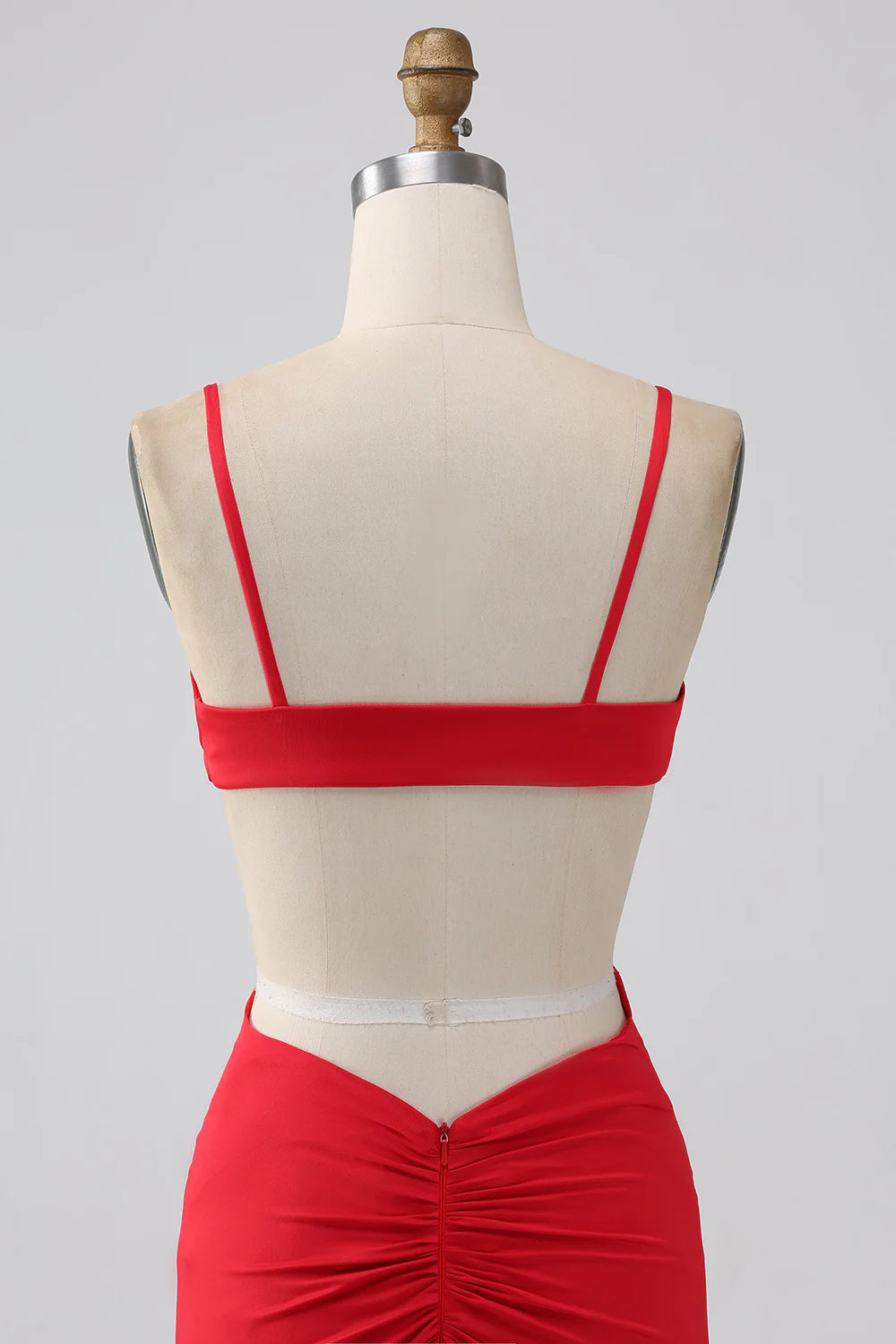 Spaghetti Straps Mermaid Backless Red Prom Dress