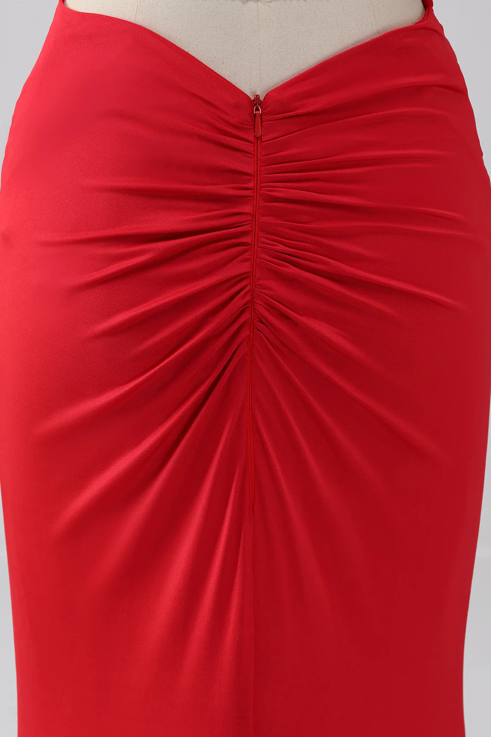 Spaghetti Straps Mermaid Backless Red Prom Dress