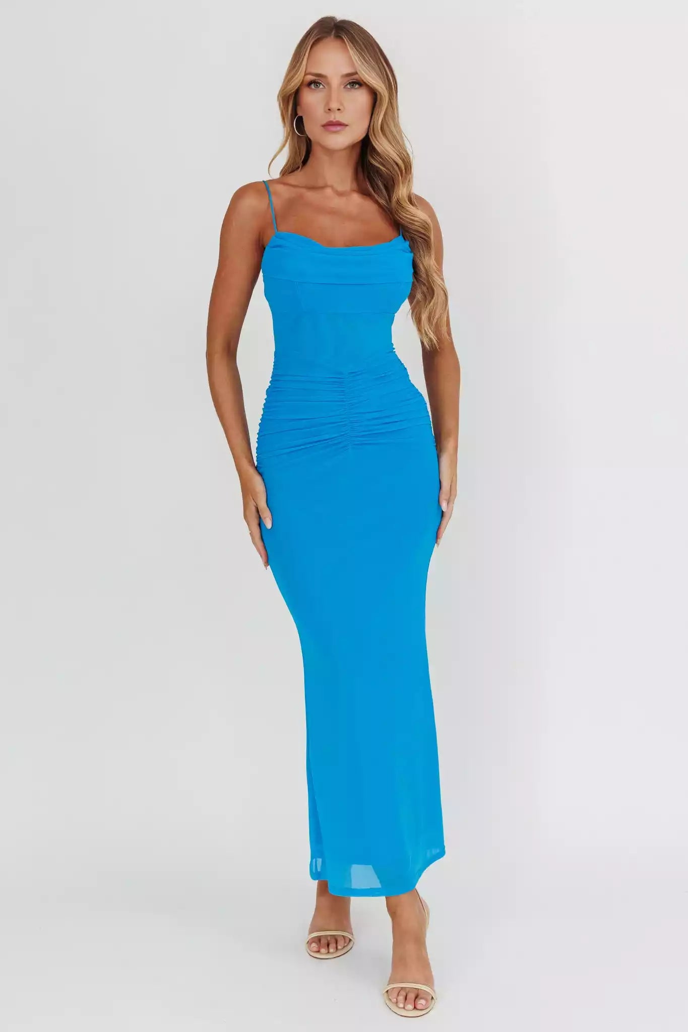 Personalized tight neck collar with pleated texture, fully lined, invisible back zipper, adjustable thin shoulder straps Prom Dresses