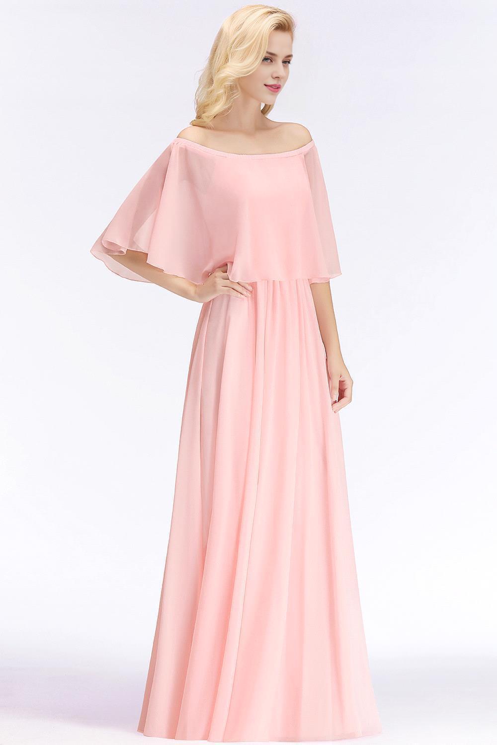 Chiffon Pink Off-the-Shoulder Bridesmaid Dresses