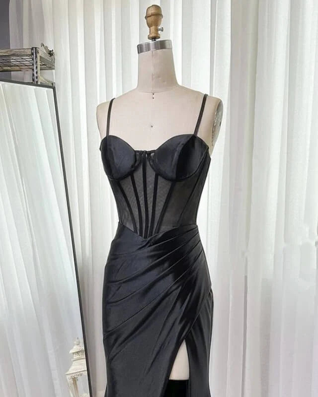 Mermaid Sweetheart Sheer Satin Evening Dress