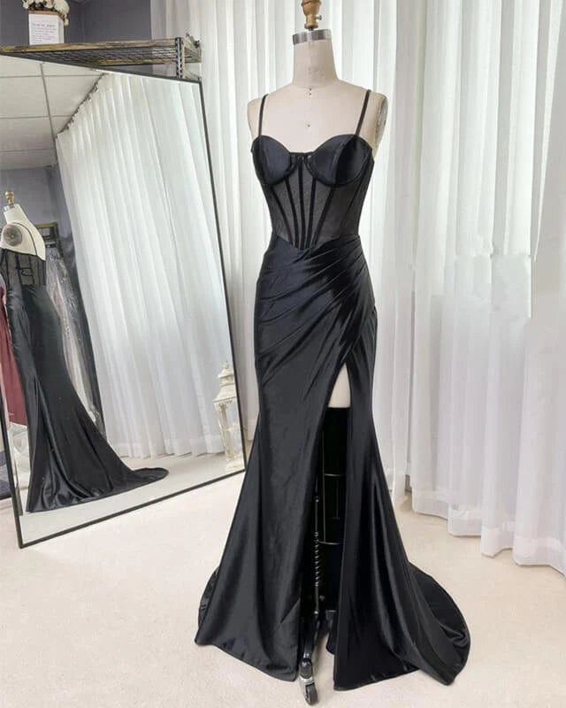 Mermaid Sweetheart Sheer Satin Evening Dress