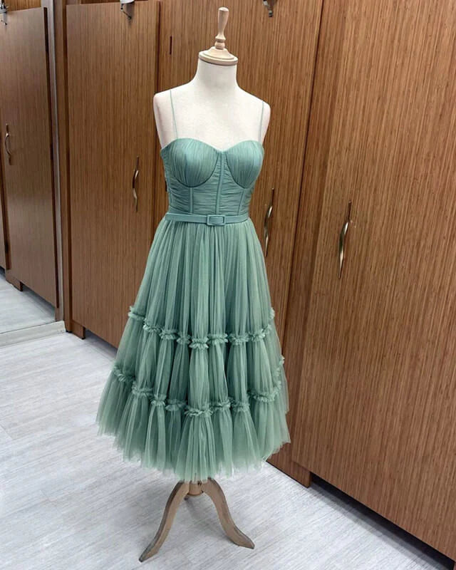 Tiered Tulle Tea Length Homecoming Dress