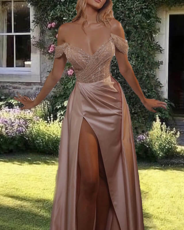 Mermaid Sparkly Sequin Off Shoulder Evening Dress