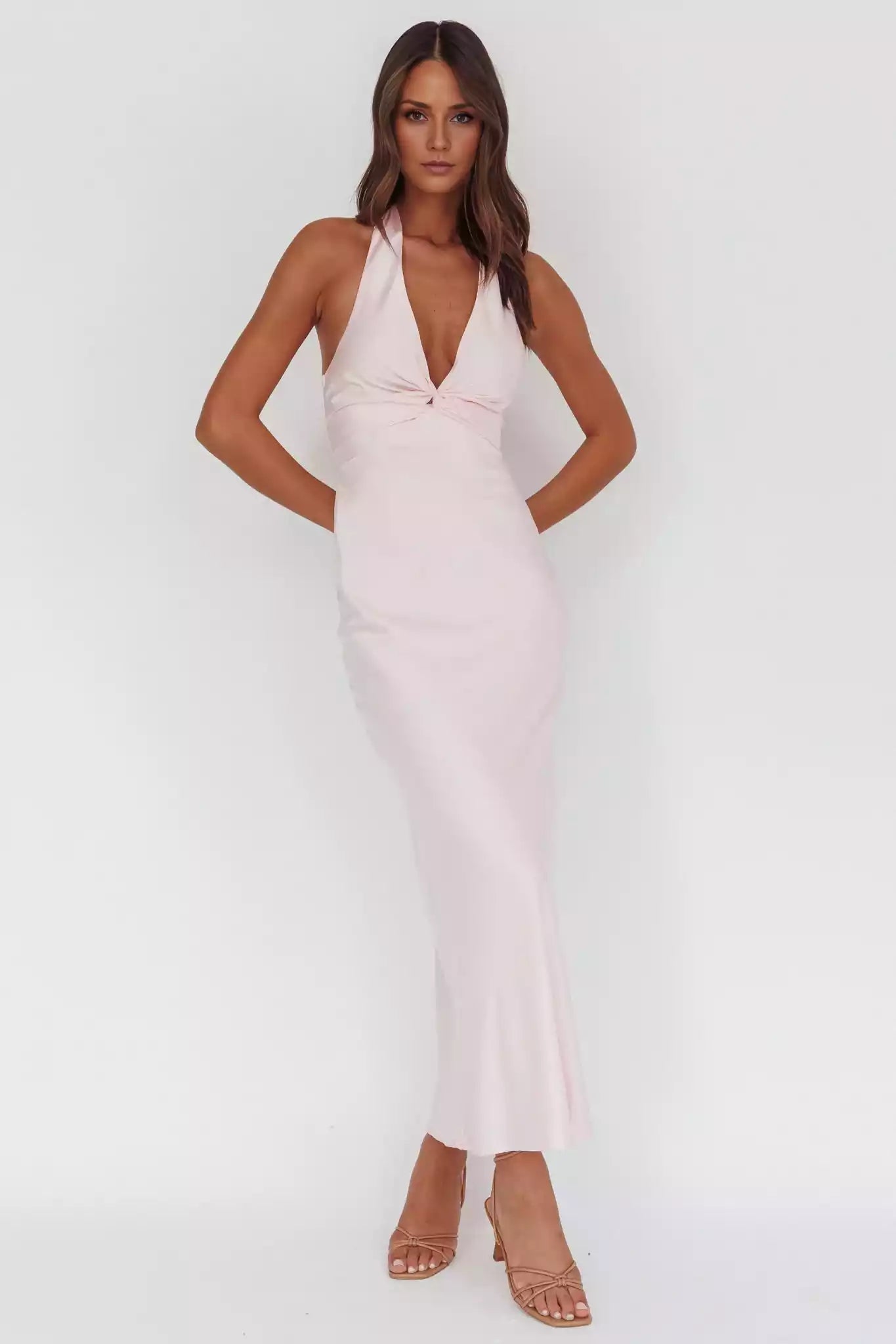 Prom Dresses with eye-catching lining, twisted chest, backless, zipper at the back