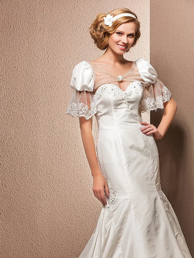 DingjiWedding Dresses Sweetheart Neckline Court Train Taffeta Sleeveless