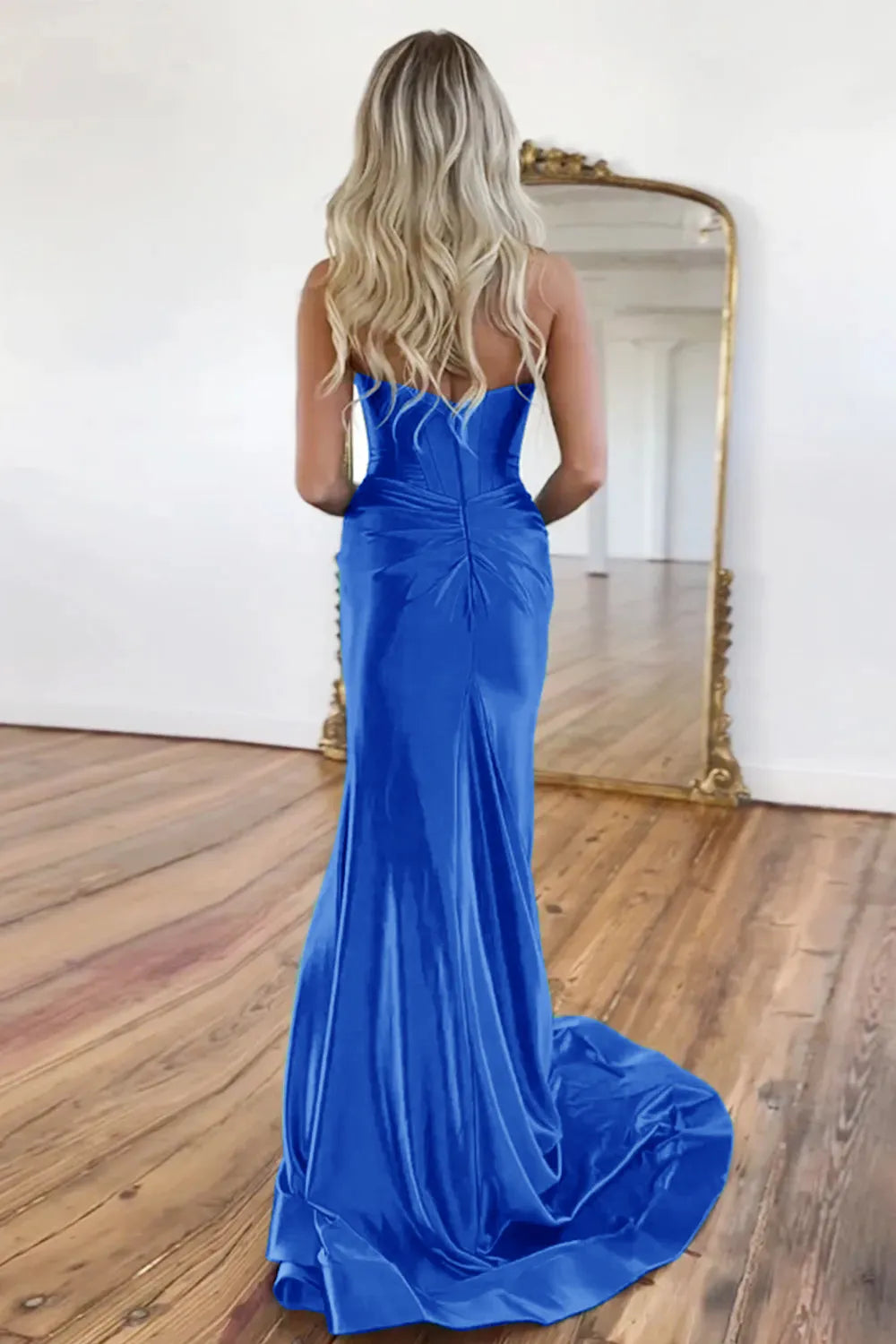Mermaid Sweetheart Long Satin Prom Dress With Split