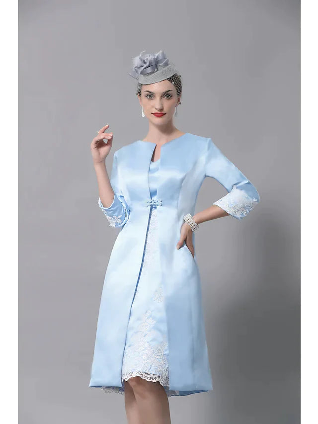 Mother of the Bride Dress Plus Size Vintage V Neck Knee Length Polyester Sleeveless with Lace