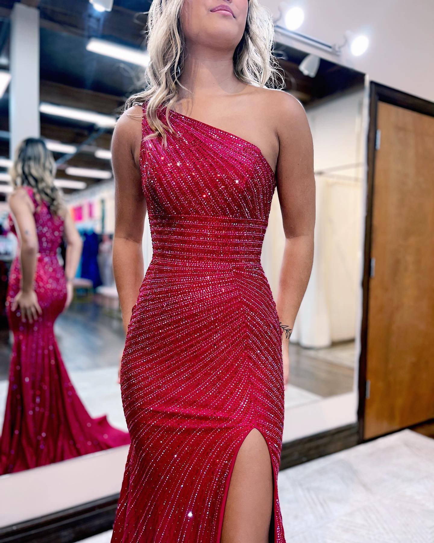 One Shoulder Prom Dress With Split