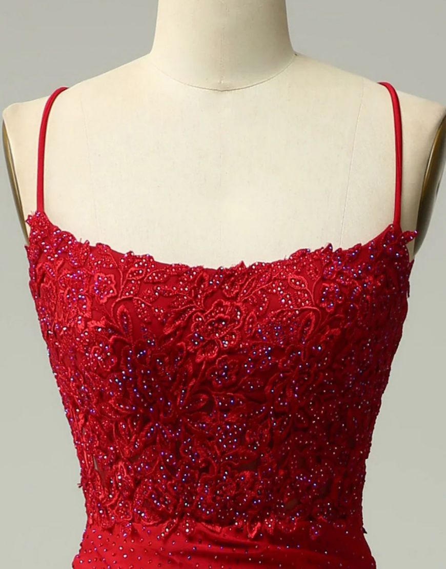 Elastic Satin Spaghetti Straps Prom Dress