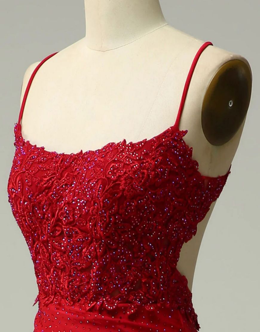 Elastic Satin Spaghetti Straps Prom Dress