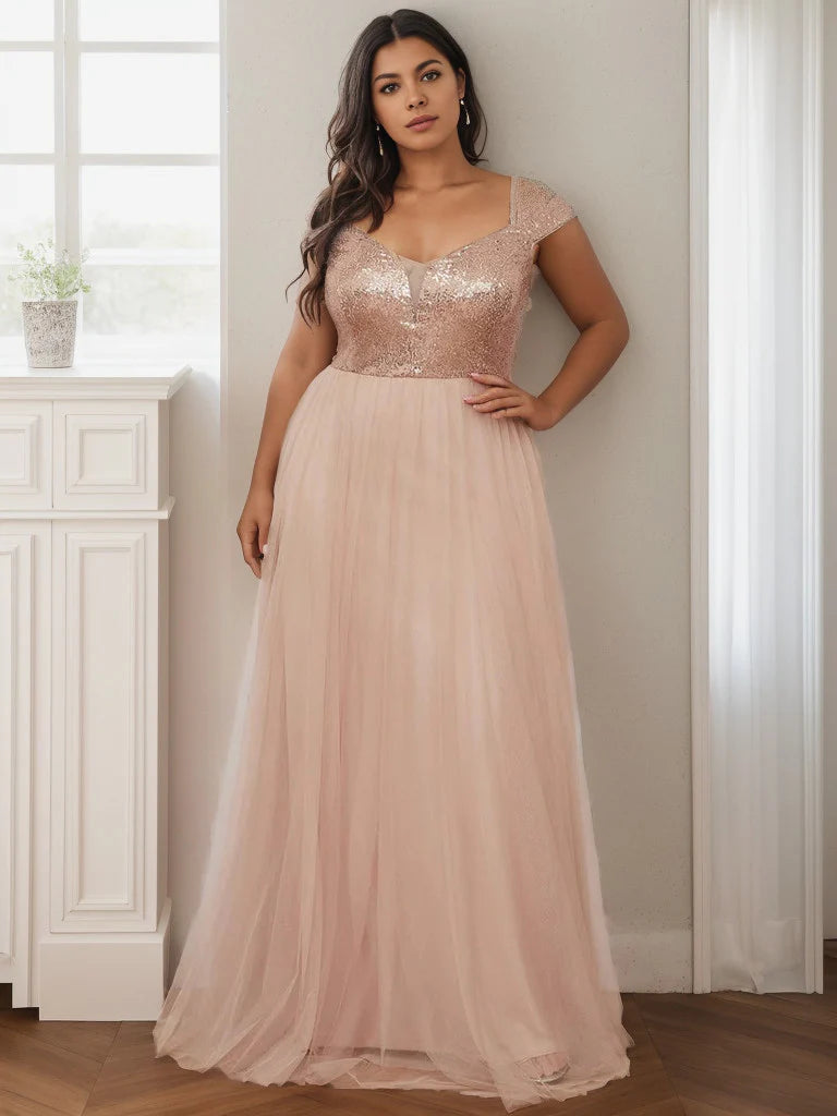 Plus Size Long Sequin Special Occasion Dresses