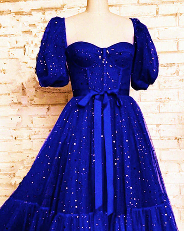 Royal Blue sequined back to Homecoming dress