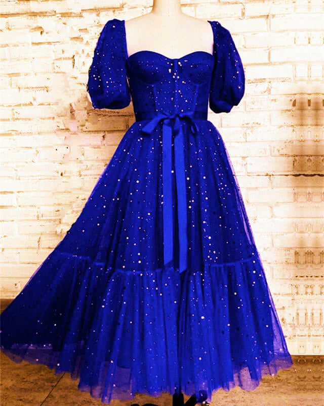 Royal Blue sequined back to Homecoming dress