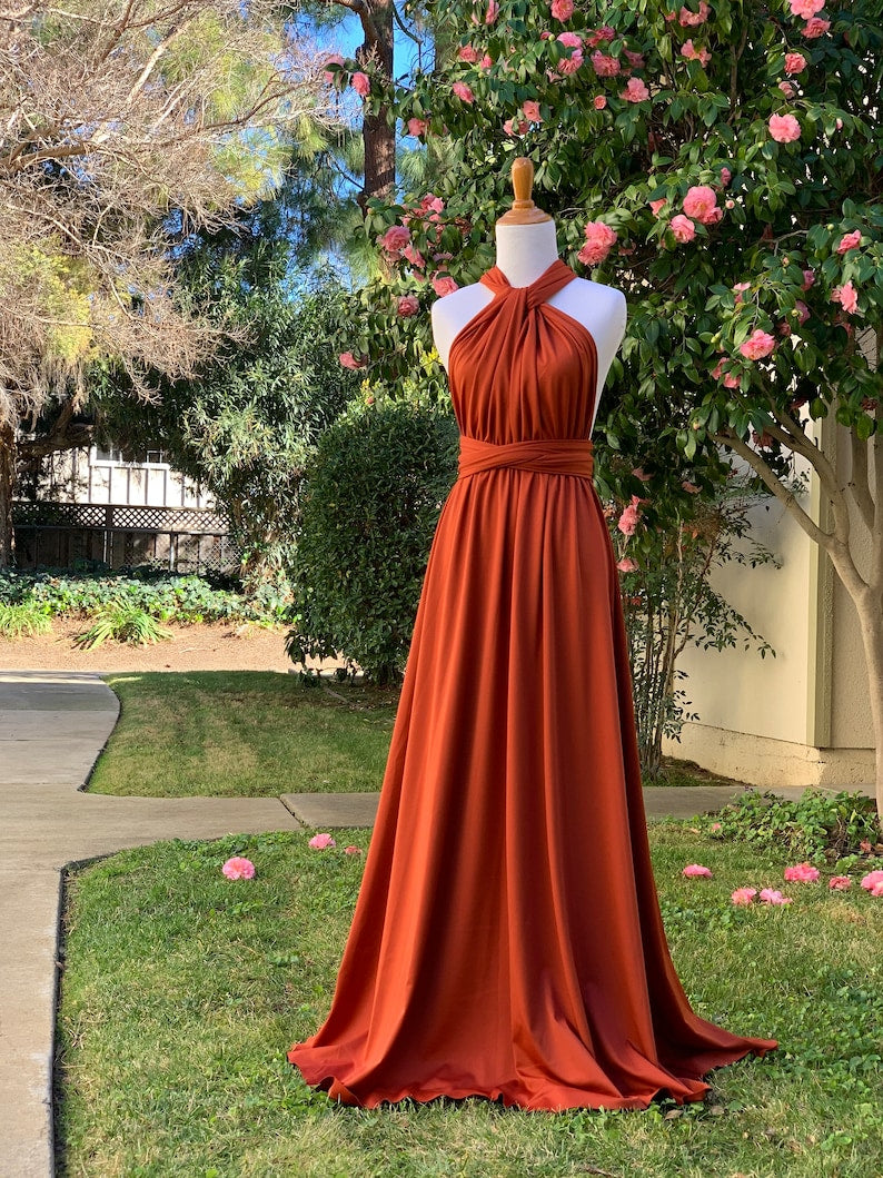 Rust Bridesmaid Dress infinity Dress Wrap dress Convertible Dress Wedding
