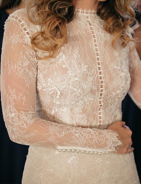Rustic Sheath Long Sleeves Wedding Dress With Lace Beading Vintage Beach Bride Dress