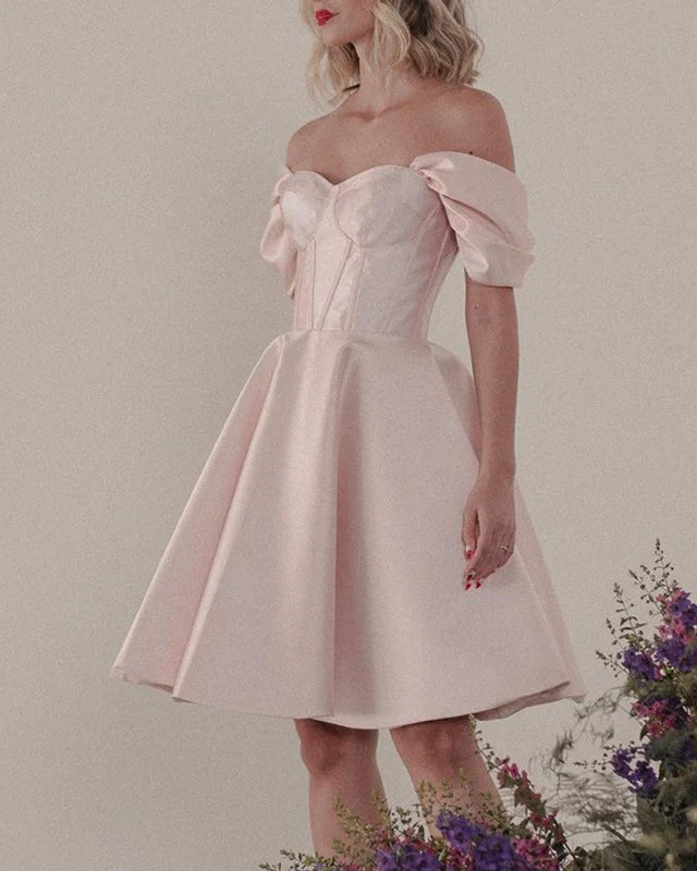 Short Corset Satin Homecoming Dresses Off The Shoulder