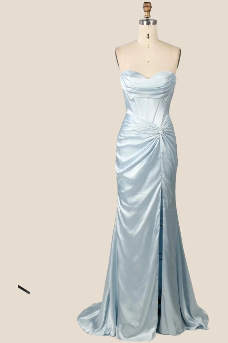 Sky Blue Strapless Mermaid Long Prom Dress