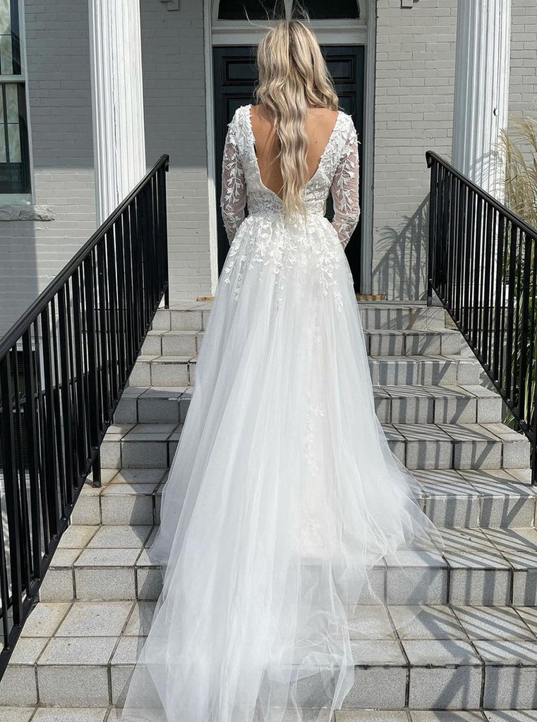 Sexy V Neck Mermaid/Trumpet Appliques Wedding Dresses With Detachable Skirt