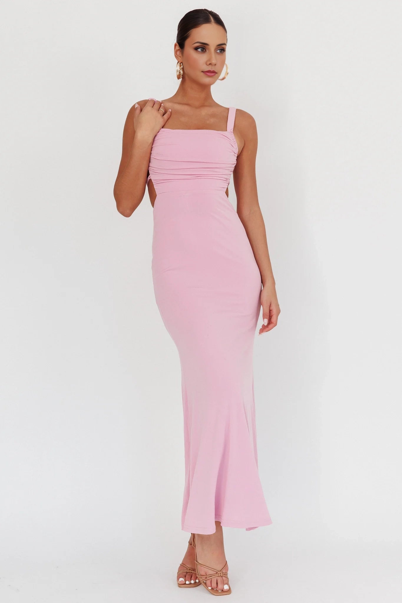 Sexy tight silhouette pleated elastic shoulder strap back strap Homecoming Dresses