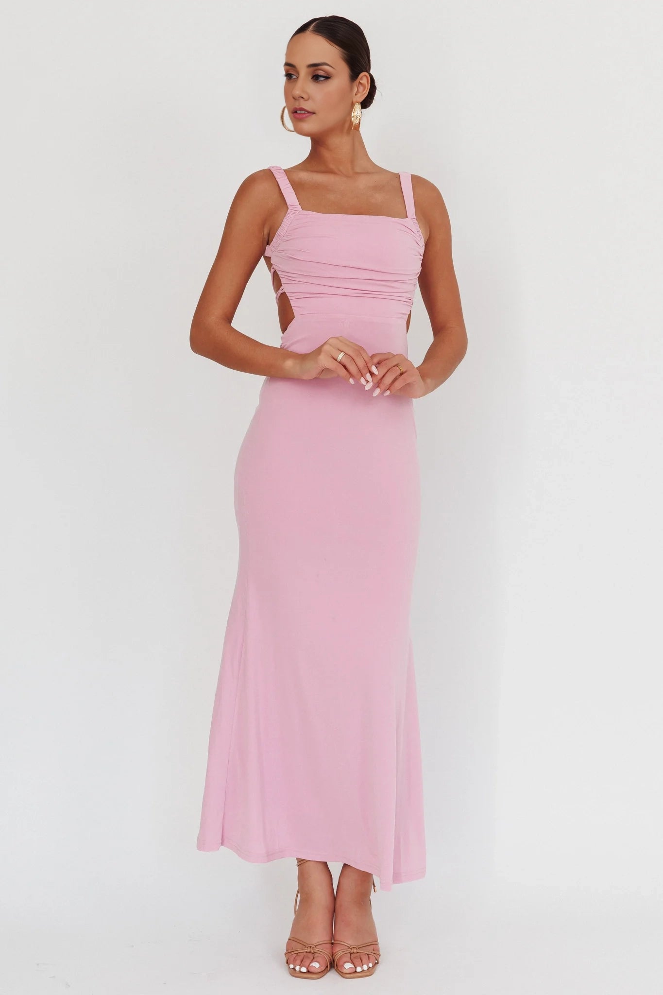 Sexy tight silhouette pleated elastic shoulder strap back strap Homecoming Dresses