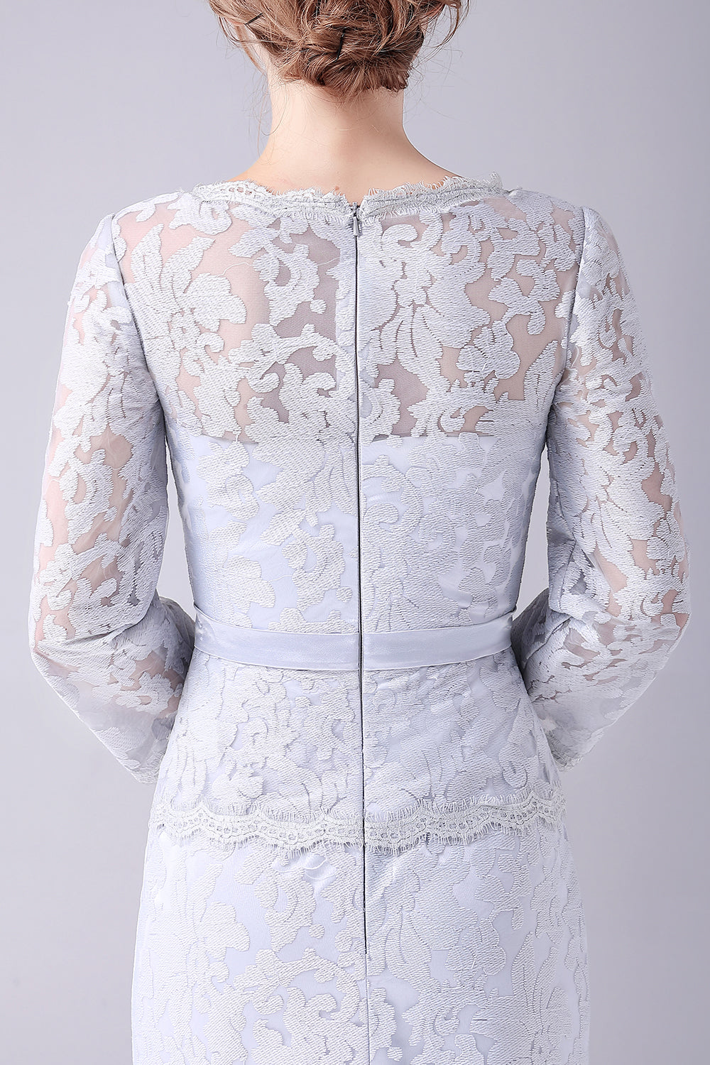 Lace Sheath Long Sleeves Floor Length Mother of the Bride Dress