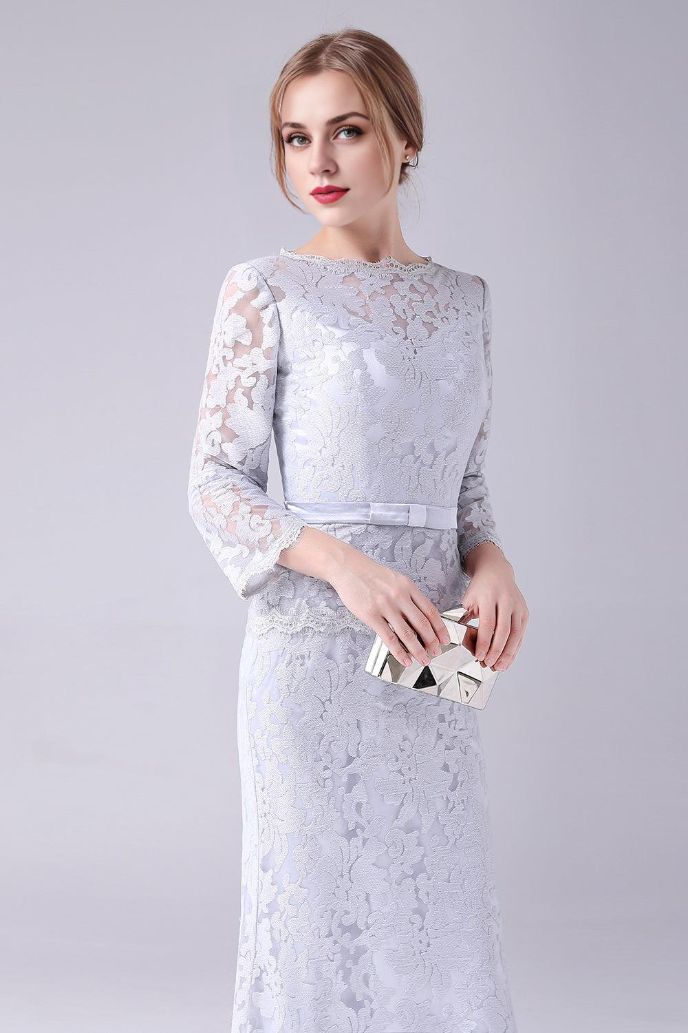 Lace Sheath Long Sleeves Floor Length Mother of the Bride Dress