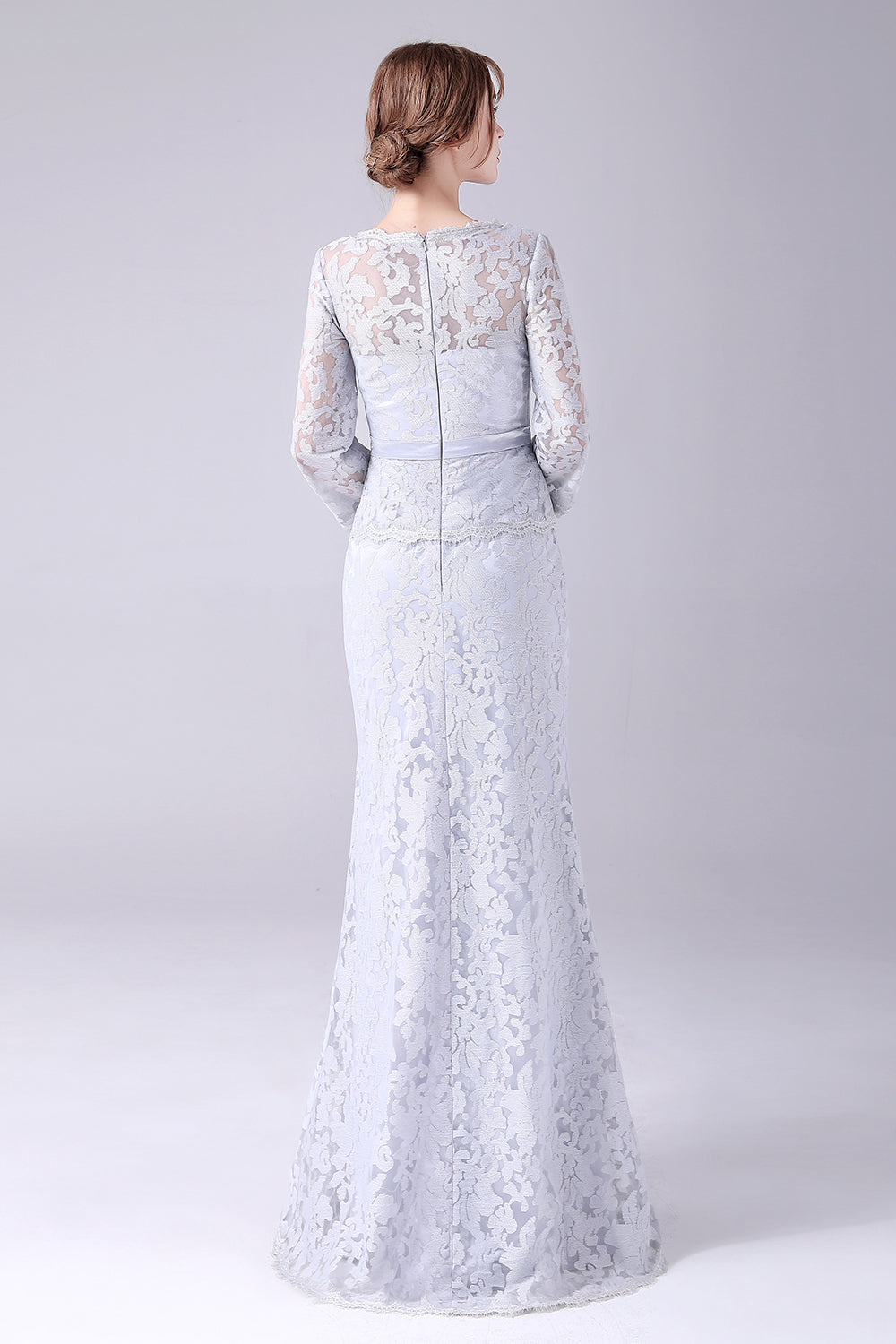 Lace Sheath Long Sleeves Floor Length Mother of the Bride Dress