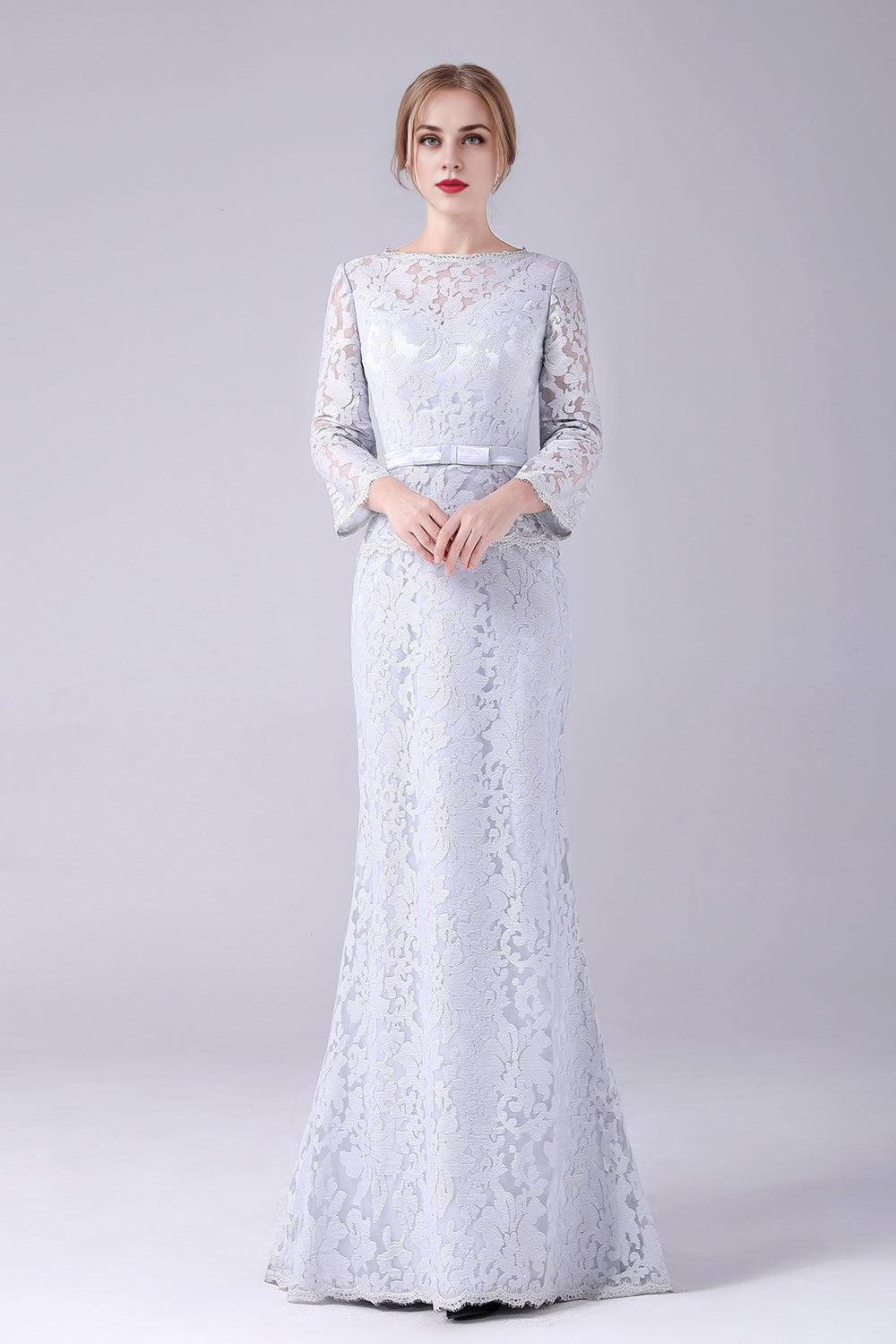 Lace Sheath Long Sleeves Floor Length Mother of the Bride Dress