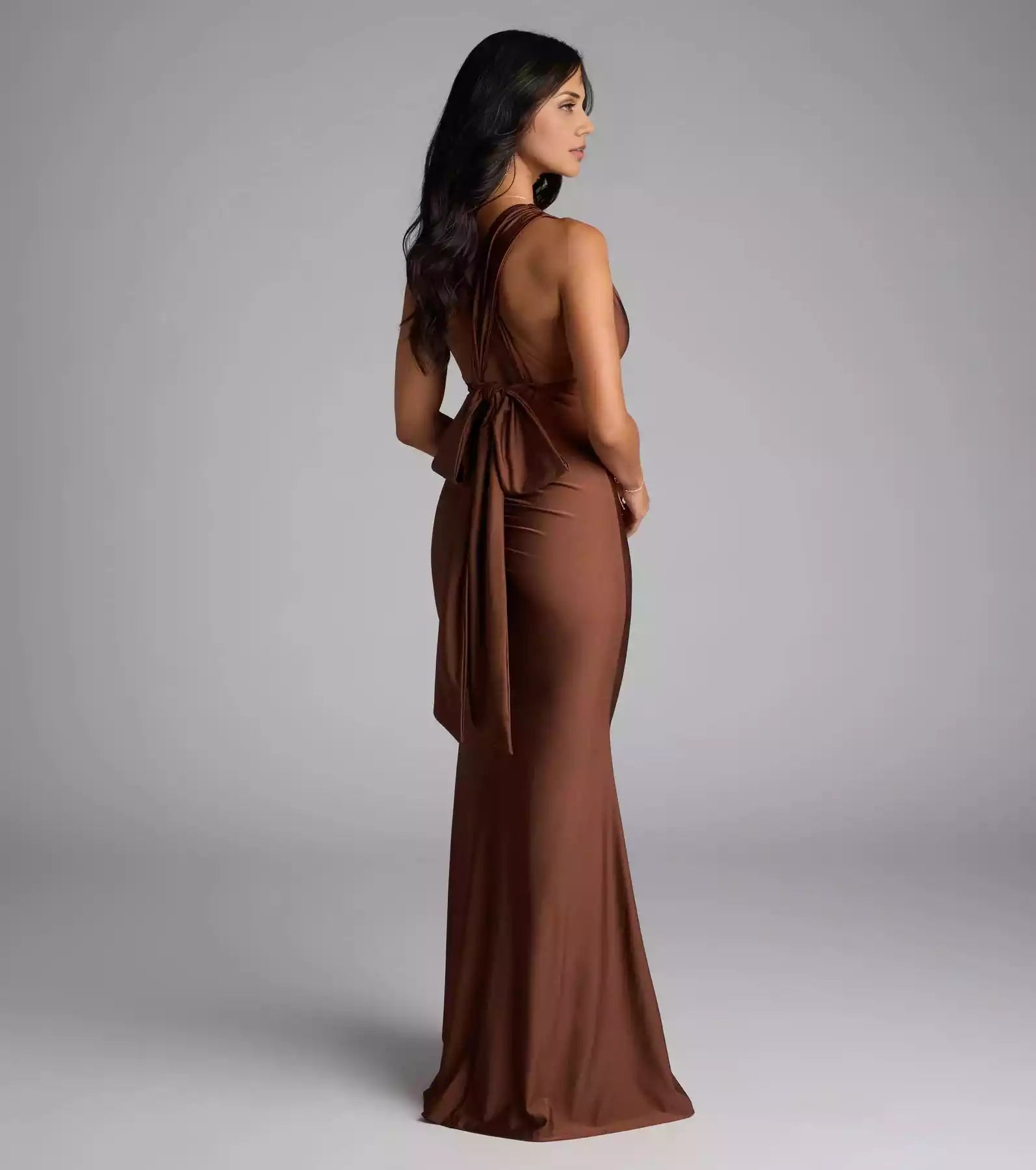 Smooth knitted high slit mermaid silhouette and floor skirt Prom Dresses with full charm