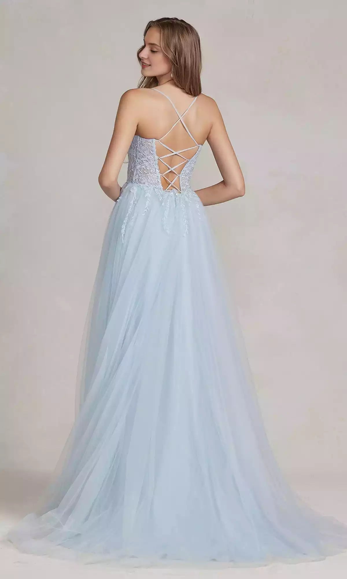 Soft corset, sheer lace, tight corset with side slits, hem hanging down Prom Dresses