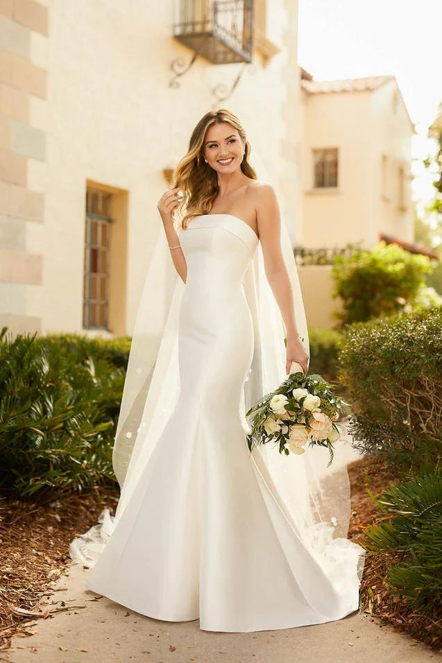 Strapless Mermaid Wedding Dresses Beautiful Satin Beach Bride Dresses