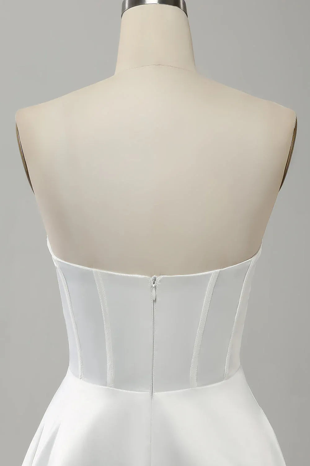 Strapless Corset A-Line Satin Wedding Dress with Slit