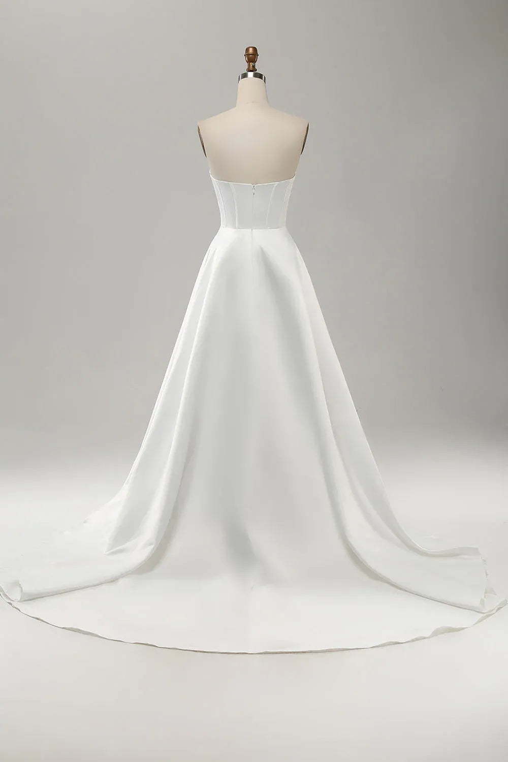 Strapless Corset A-Line Satin Wedding Dress with Slit