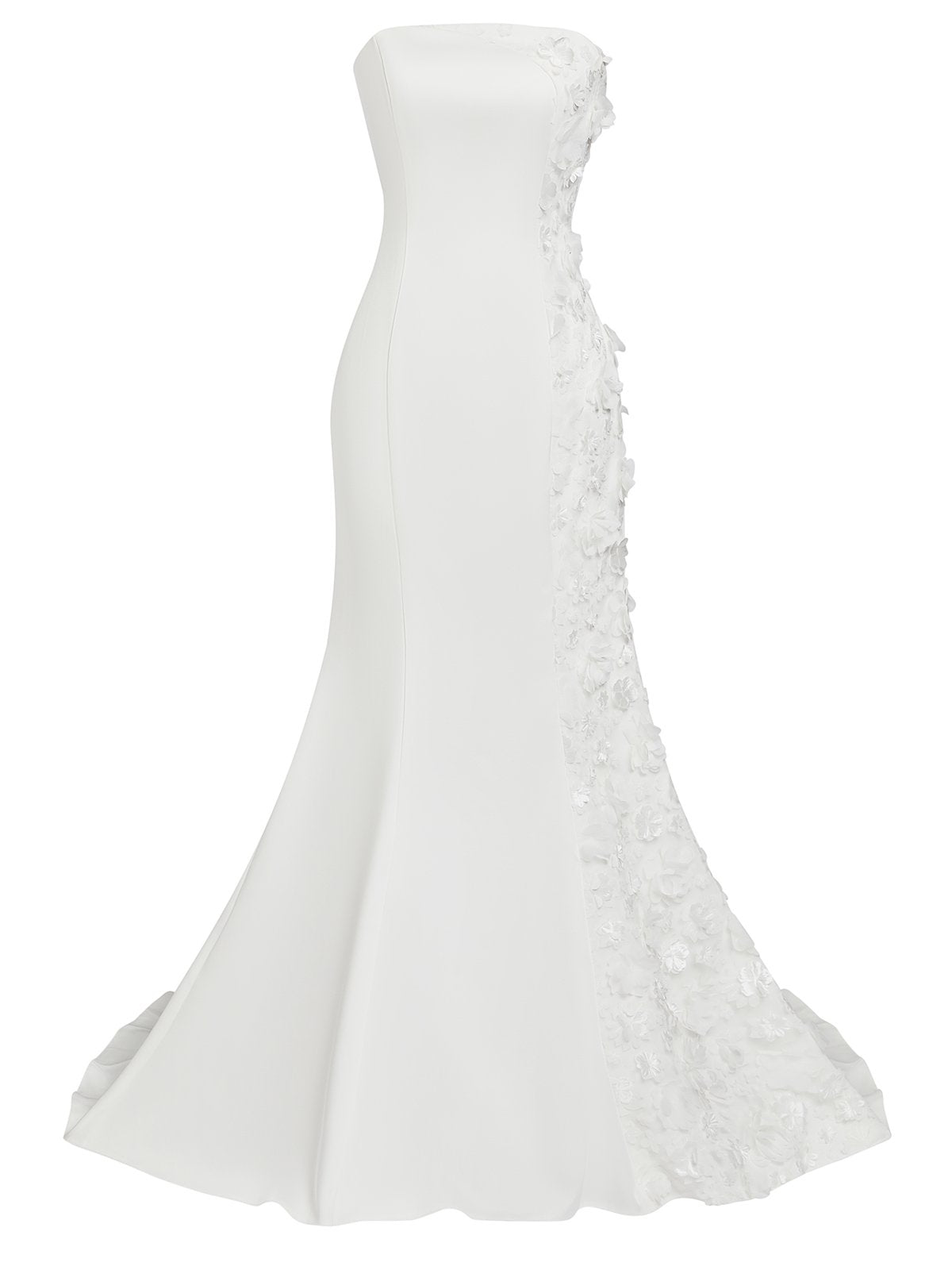 Strapless Floral Appliqué Mermaid Wedding Dress with Corset Back - Modern Bridal Gown