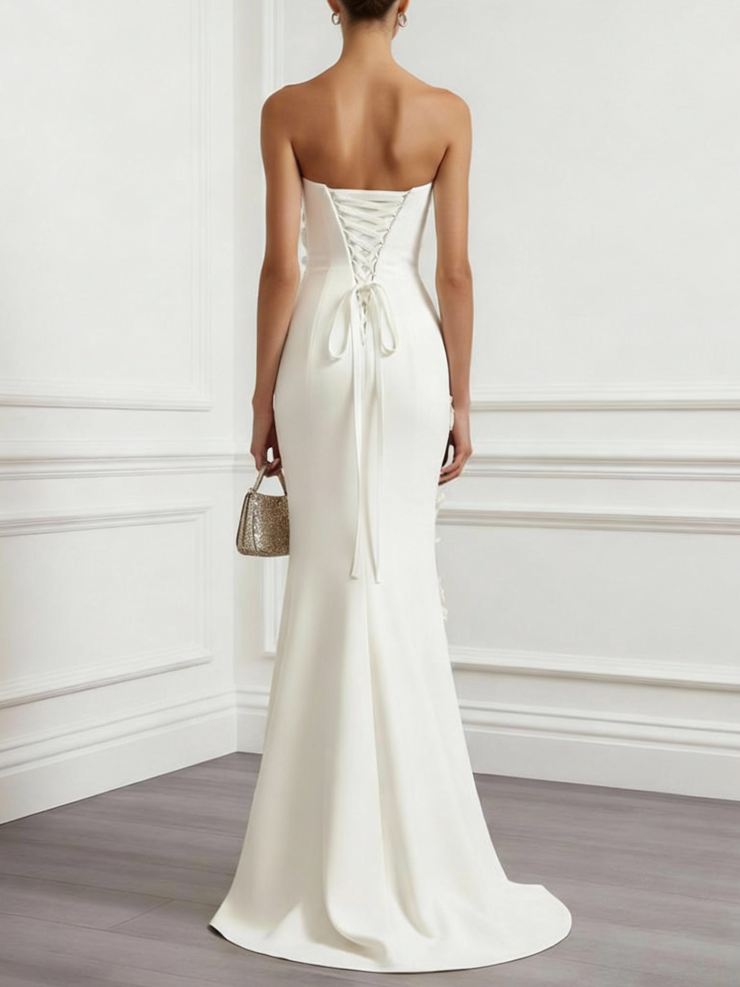 Strapless Floral Appliqué Mermaid Wedding Dress with Corset Back - Modern Bridal Gown