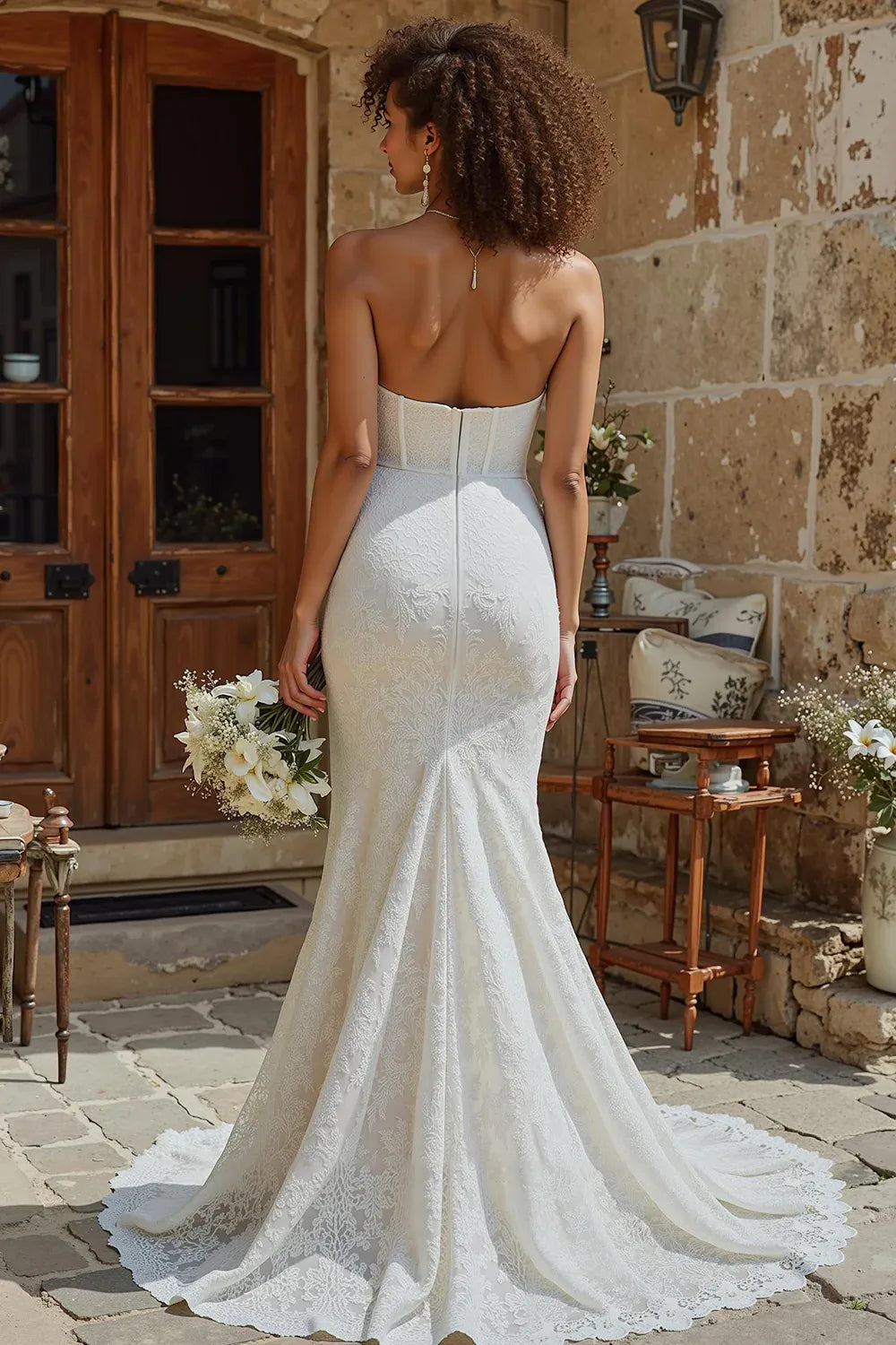 Strapless Lace Mermaid Wedding Dress with Sweetheart Neckline - Romantic Bridal Gown