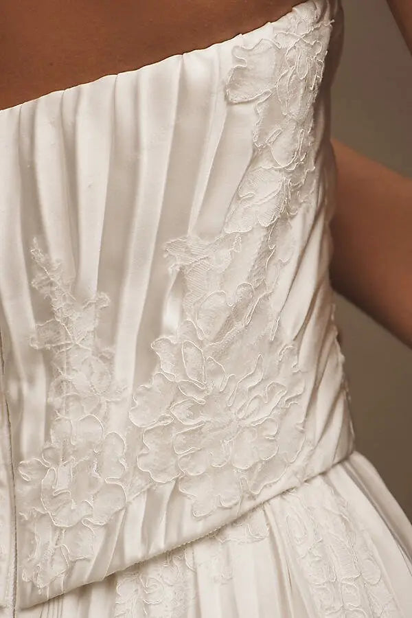 Strapless Pleated Chiffon A-Line Wedding Dresses (Ivory)