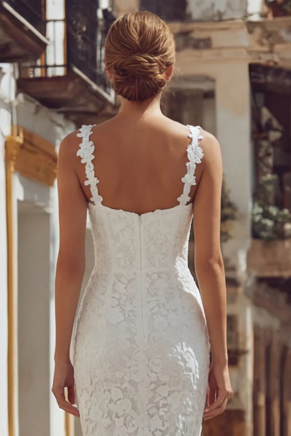 Strapless Sweetheart Lace Mermaid Wedding Dress with Lace Straps - Romantic Bridal Gown