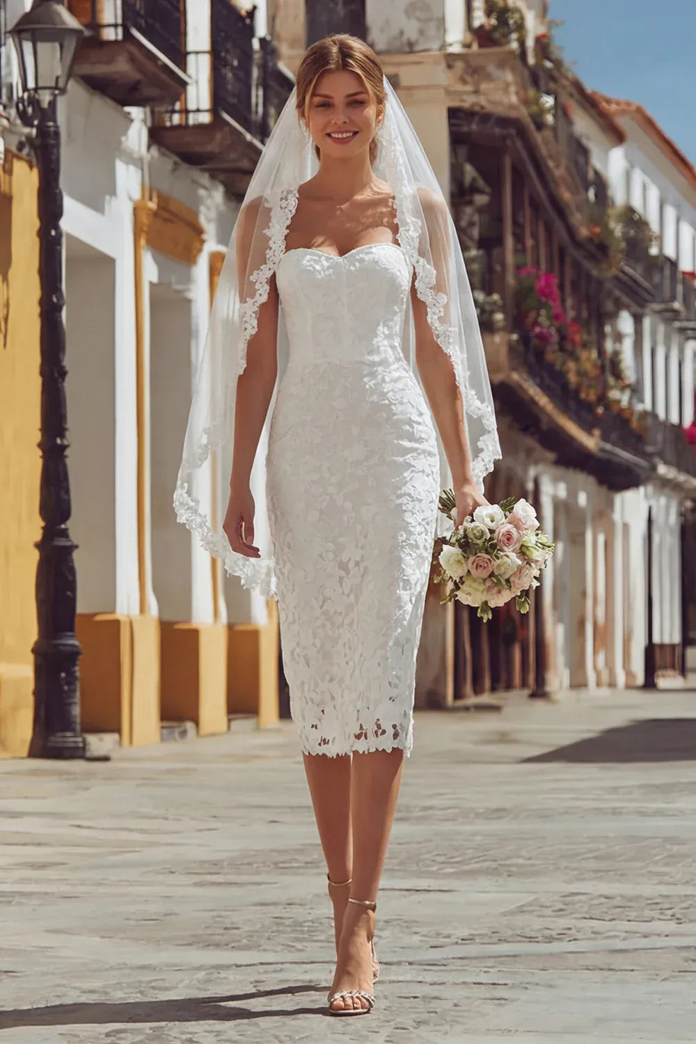 Strapless Sweetheart Lace Mermaid Wedding Dress with Lace Straps - Romantic Bridal Gown