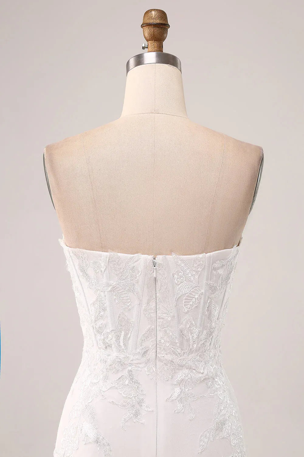 Strapless Sweetheart Neck Lace & Crepe Mermaid Wedding Dress
