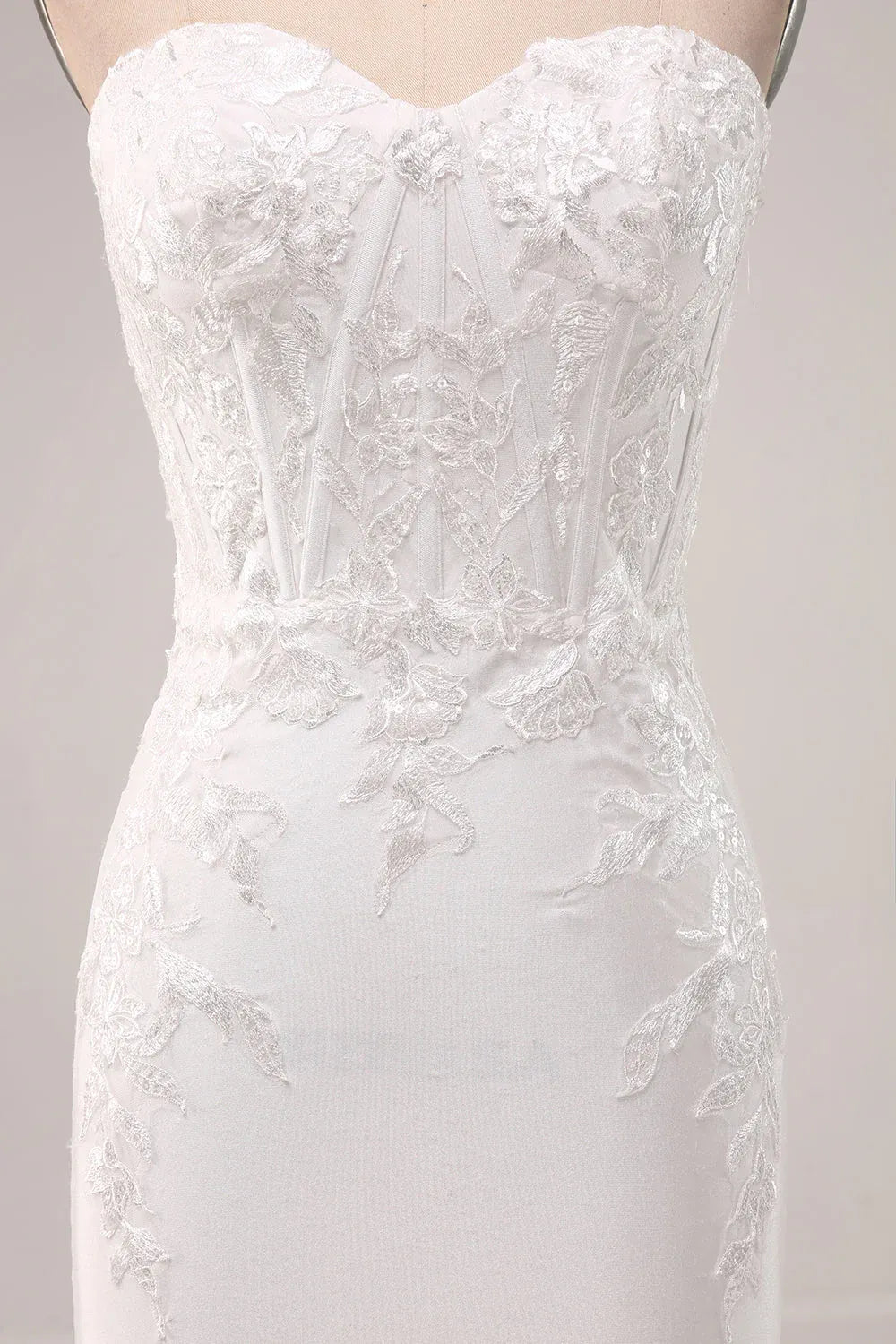 Strapless Sweetheart Neck Lace & Crepe Mermaid Wedding Dress