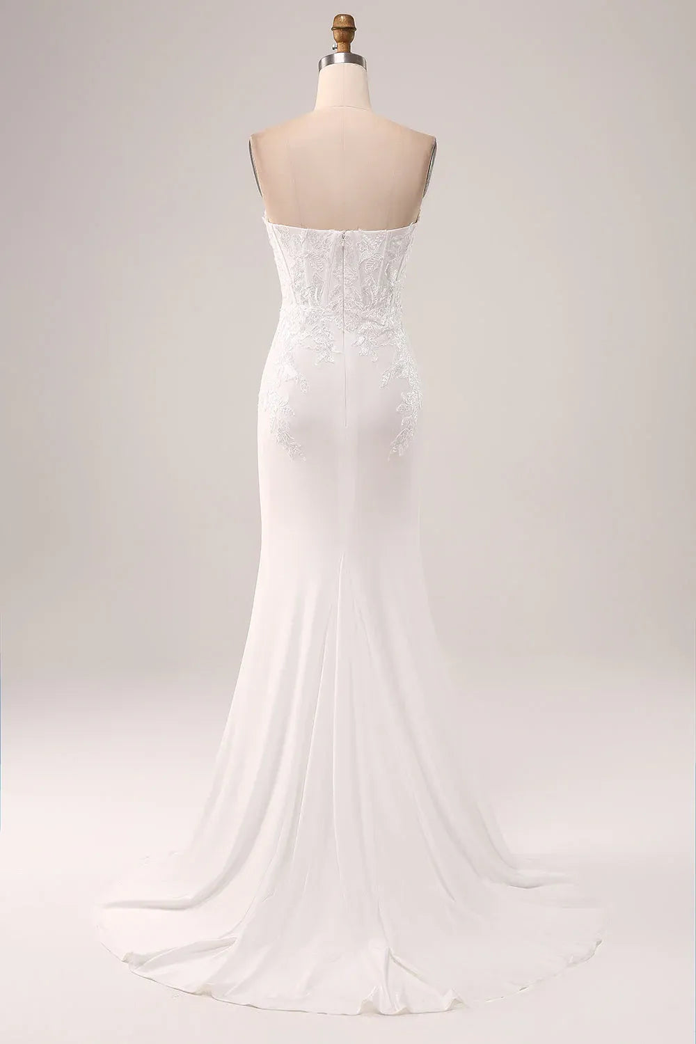 Strapless Sweetheart Neck Lace & Crepe Mermaid Wedding Dress