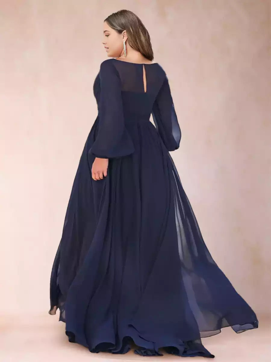 Stunning A-line/Princess Wind and Snow Spinning V-neck Long Sleeve Large Hemp Mother of the Bride Dresses