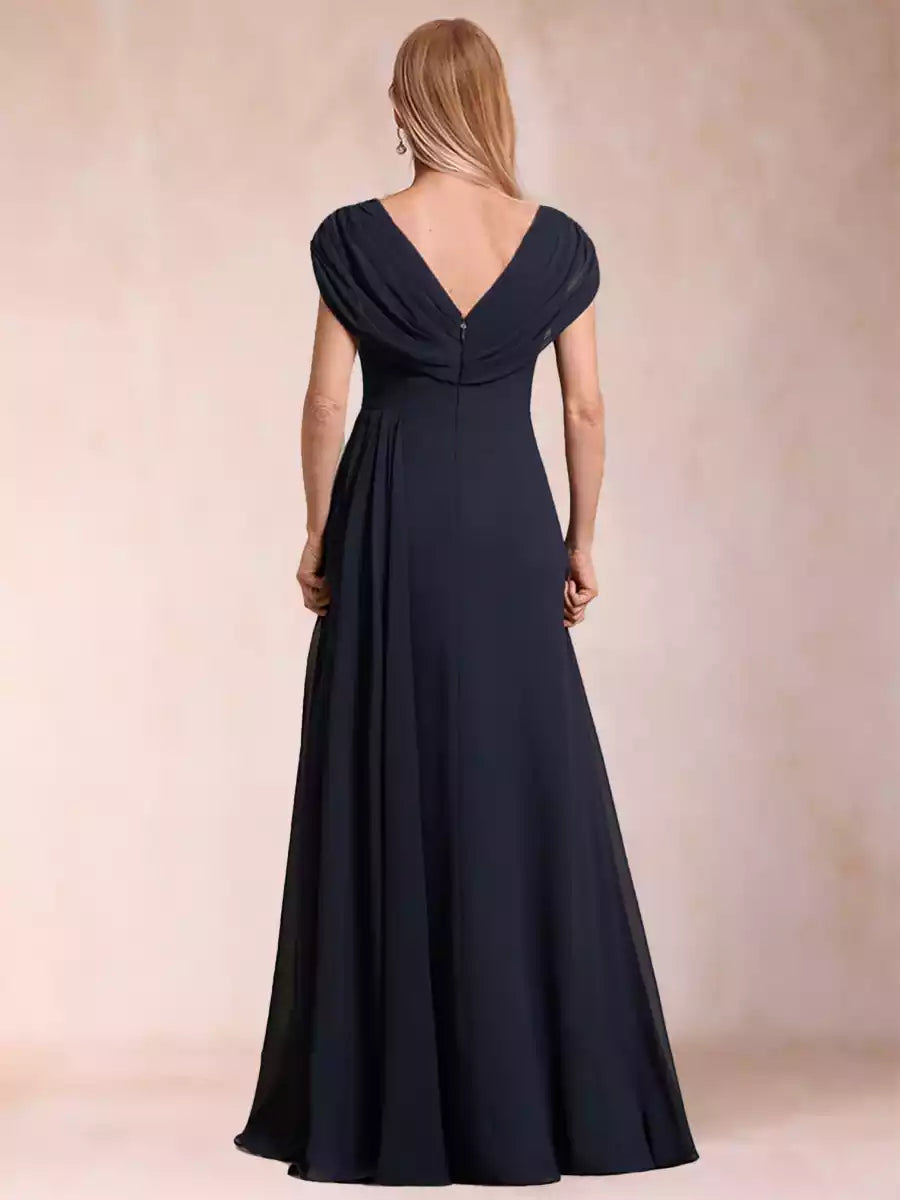 Stunning A-line/Princess style V-neck chiffon pleated with decals and beads Mother of the Bride Dresses